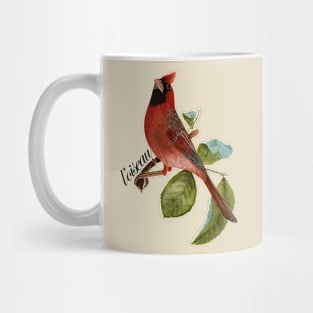 Beautiful Vintage L'Oiseau Red Cardinal Bird Illustration T-Shirt Mug